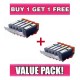 Canon PGI 520 CLI 521 Compatible Value Pack with chip - BUY 1 GET 1 FREE