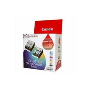 Canon CLI-521 Plus Pack  CLI-521 BK/ C/ M/ Y  & PGI520 x 2