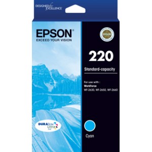 Epson 220 Genuine Cyan Ink Cartridge Standard Yield